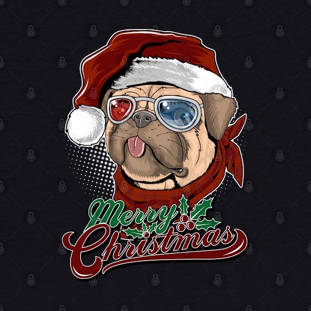 Merry Christmas cute pug by RockabillyM